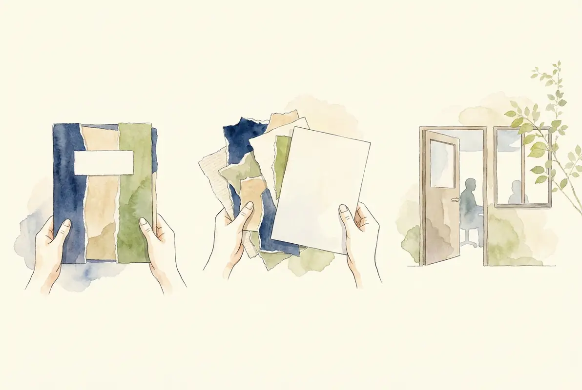 複雑な情報を分かりやすく整理する流れを表したイラスト